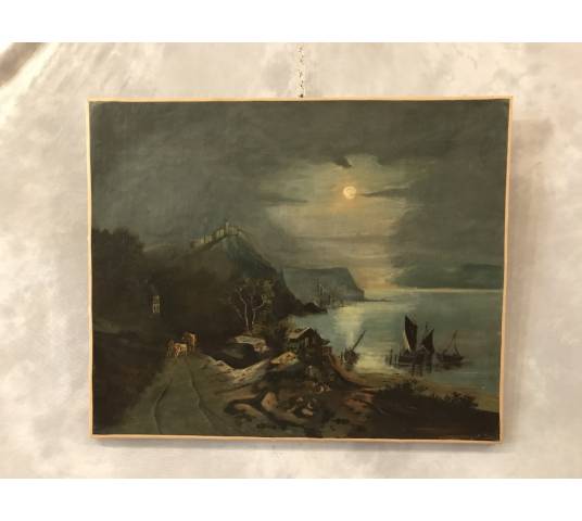 Peinture, huile sur toile d'époque 18 ème