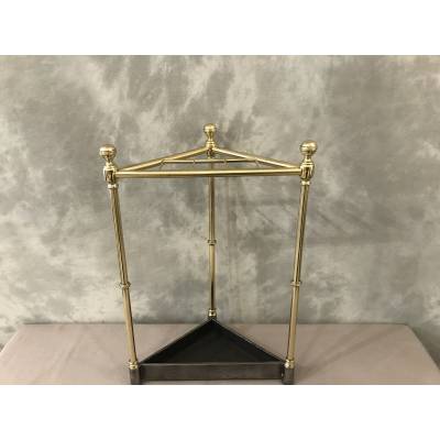 Brass triangle-shaped umbrella holder from the 19th century