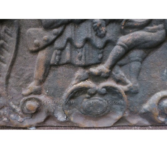 Ancient fireplace plate in period cast iron 19 th-century