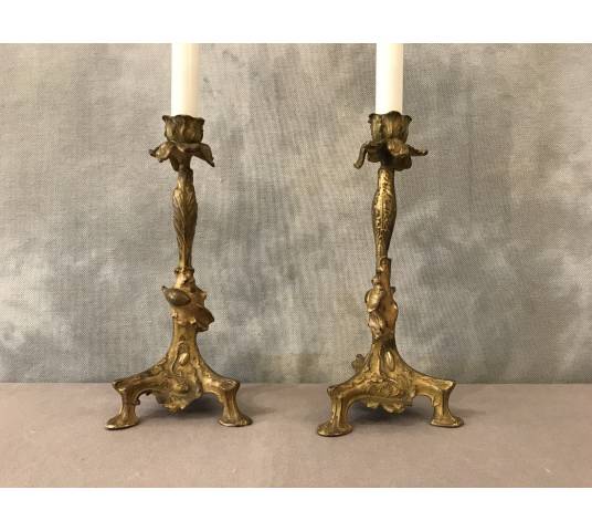 Pair of candle holders in 19th century regulation