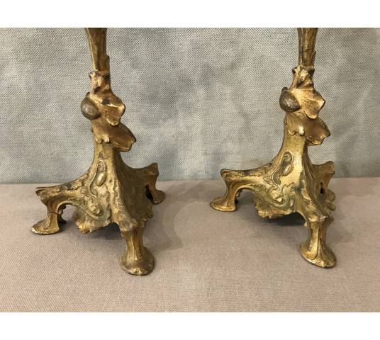 Pair of candle holders in 19th century regulation