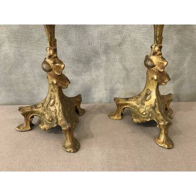 Pair of candle holders in 19th century regulation