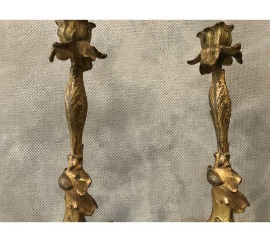 Pair of candle holders in 19th century regulation
