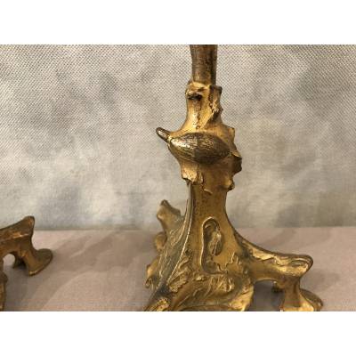 Pair of candle holders in 19th century regulation