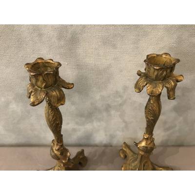 Pair of candle holders in 19th century regulation