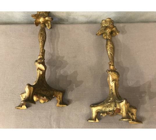 Pair of candle holders in 19th century regulation