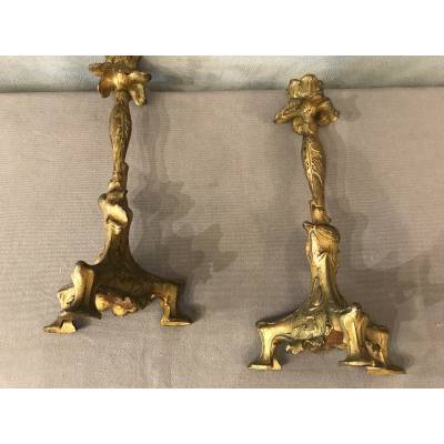 Pair of candle holders in 19th century regulation