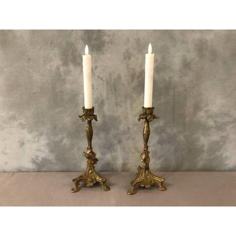 Pair of candle holders in 19th century regulation