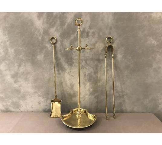 Serviteur de cheminée ancien en laiton d'époque 19 ème Charles X