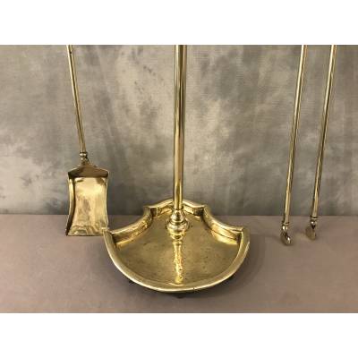 Serviteur de cheminée ancien en laiton d'époque 19 ème Charles X