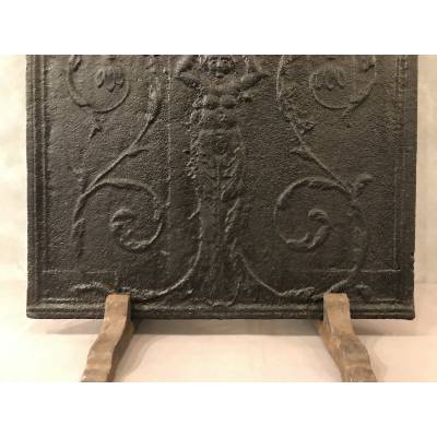 Belle plaque de cheminée ancienne en fonte d'époque 19 ème