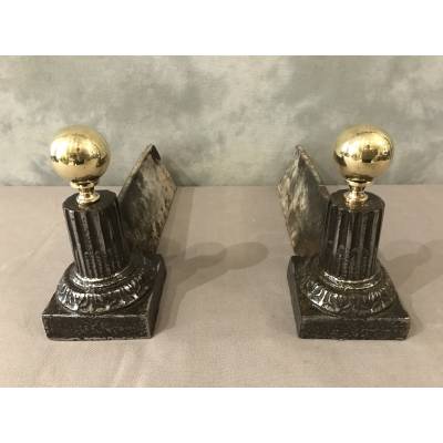 Pair of old cast iron and brass tracks from the 19th century