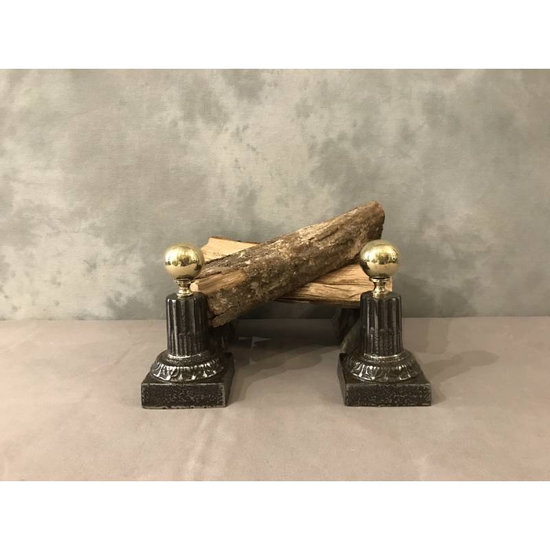 Pair of old cast iron and brass tracks from the 19th century