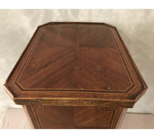 Small inlaid wooden bedside table from the 19th century
