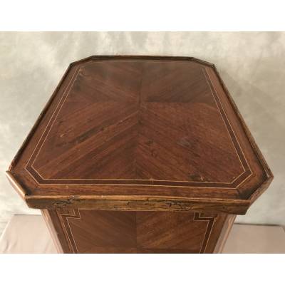 Small inlaid wooden bedside table from the 19th century