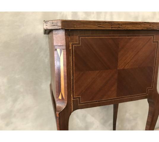 Small inlaid wooden bedside table from the 19th century