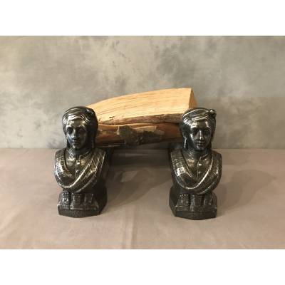 Paire de chenets anciens en fonte d'époque 19 ème