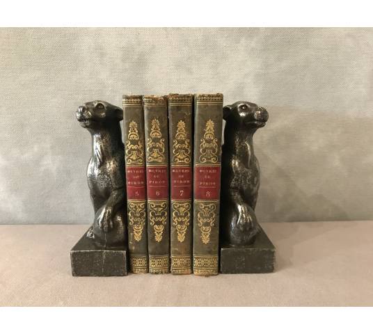 Paire de serres livres anciens en fonte d'époque 19 ème