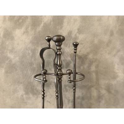 Serviteur de cheminée ancien en fer d'époque 19 ème