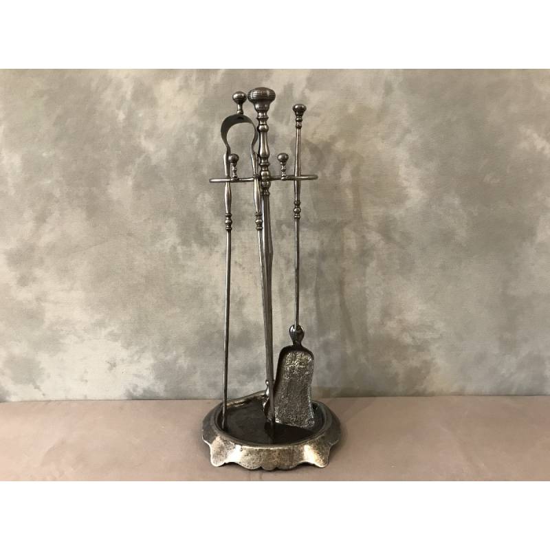 Serviteur de cheminée ancien en fer d'époque 19 ème