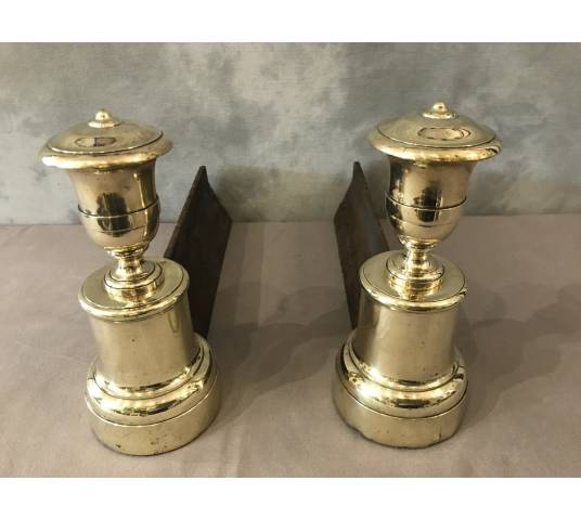 Pair of old cast iron and brass tracks from the 19th century