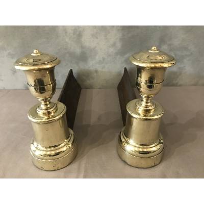 Pair of old cast iron and brass tracks from the 19th century