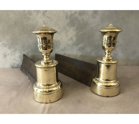 Pair of old cast iron and brass tracks from the 19th century