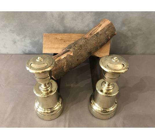 Pair of old cast iron and brass tracks from the 19th century