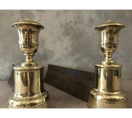 Pair of old cast iron and brass tracks from the 19th century