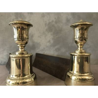 Pair of old cast iron and brass tracks from the 19th century