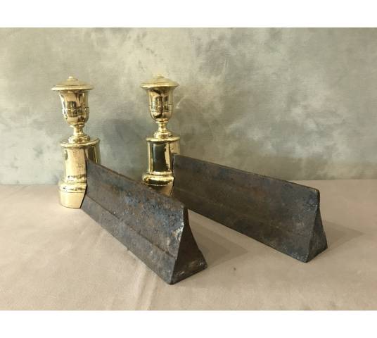 Pair of old cast iron and brass tracks from the 19th century