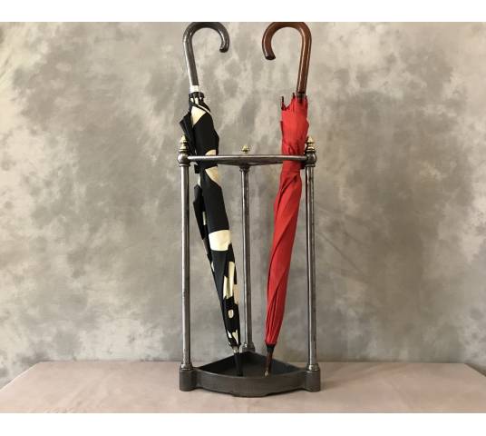 Porte parapluies ancien en fonte et laiton d'époque 19 ème