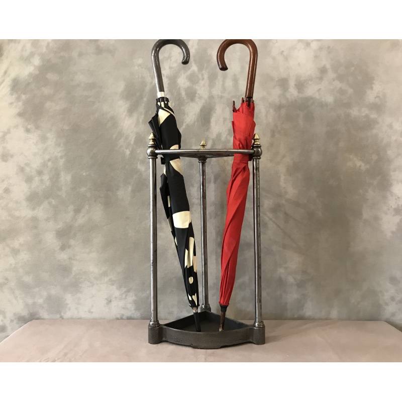Porte parapluies ancien en fonte et laiton d'époque 19 ème