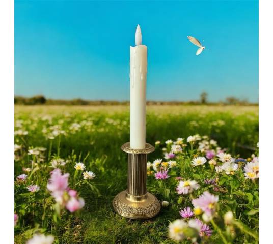 Small old bronze candle holder from the 19th century in Louis XVI style