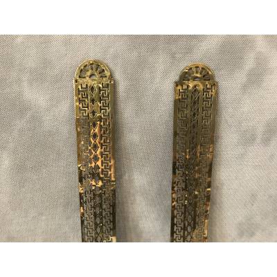 2 plaques de propretés en laiton poli d'époque fin 19 ème