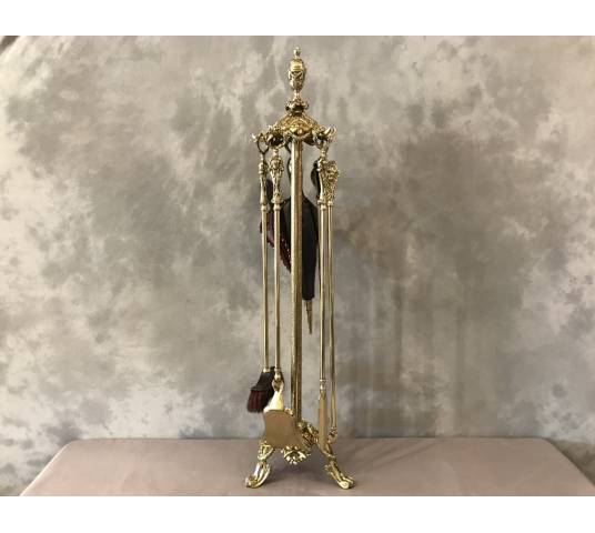 Serviteur de cheminée ancien 5 pièces d'époque 19 ème de style Louis XVI