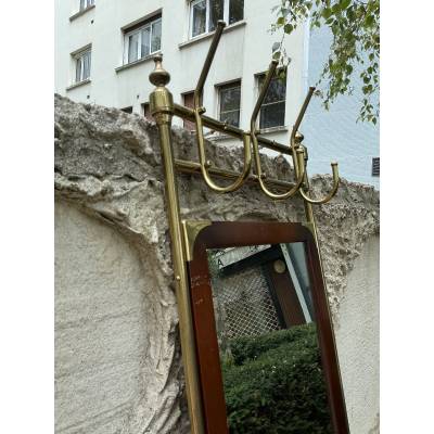 Porte manteaux porte en laiton et bois modèle vers 1920