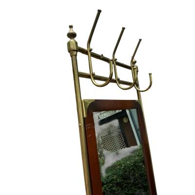 Porte manteaux porte en laiton et bois modèle vers 1920