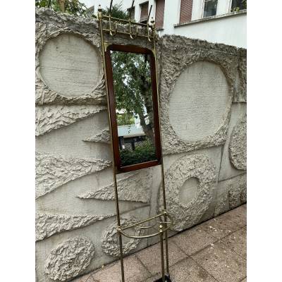 Porte manteaux porte en laiton et bois modèle vers 1920