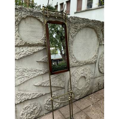 Porte manteaux porte en laiton et bois modèle vers 1920
