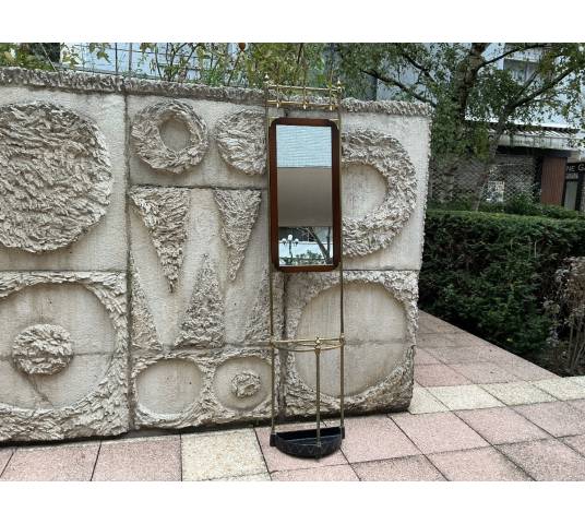 Porte manteaux porte en laiton et bois modèle vers 1920