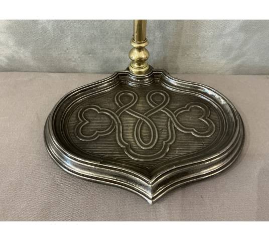 Serviteur de cheminée ancien en laiton et fonte d'époque 19 ème