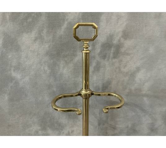 Serviteur de cheminée ancien en laiton et fonte d'époque 19 ème