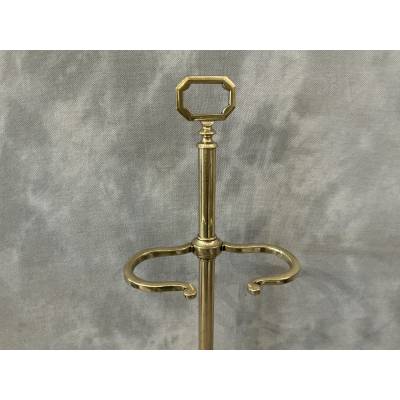 Serviteur de cheminée ancien en laiton et fonte d'époque 19 ème