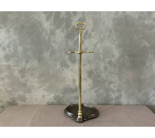 Serviteur de cheminée ancien en laiton et fonte d'époque 19 ème