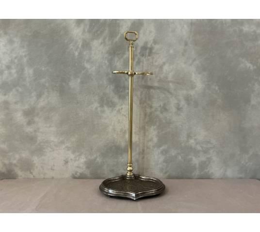 Serviteur de cheminée ancien en laiton et fonte d'époque 19 ème