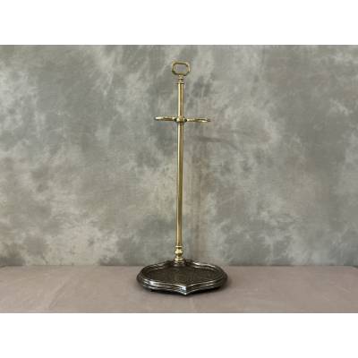 Serviteur de cheminée ancien en laiton et fonte d'époque 19 ème