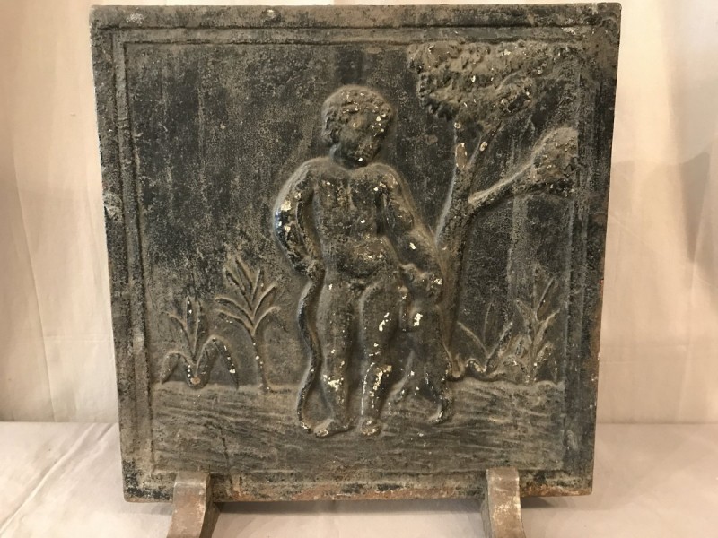 Antique cast iron fireback 18th-century.