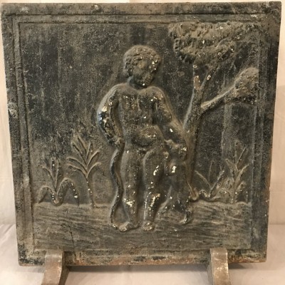 Antique cast iron fireback 18th-century.