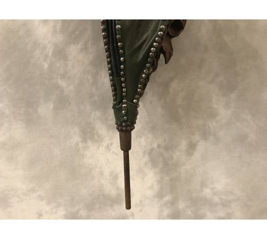 Beau grand soufflet de cheminée en chêne sculpté d'époque 19 ème